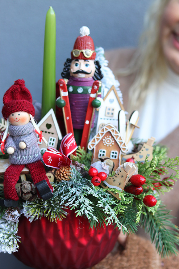 Red Velis Bosco, świąteczny stroik w szkle