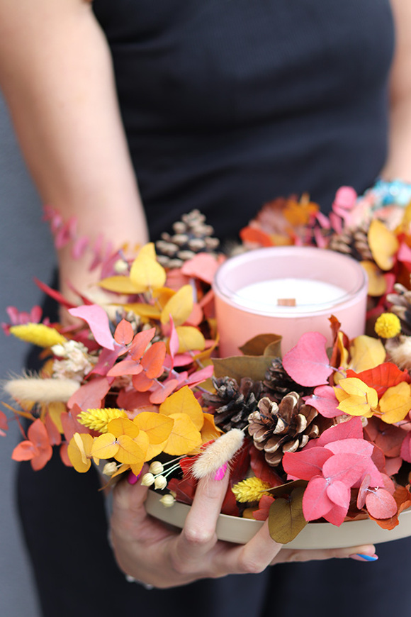 Boho Greta Candle, dekoracyjny wianek ze stabilizowanych roślin, śr.35cm