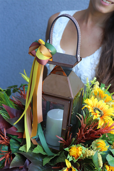 Angelo Garden Jesień, lampion nagrobny ze słonecznikami, wys.41cm