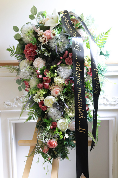 Szarfa Satynowa do wiązanki z Twoim napisem, czarna ze złotym napisem