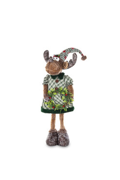 Zielony Rudolf D, laleczka zimowa stojąca renifer, dziewczynka, wys.65cm