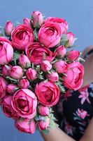 Pełniki New, bukiet jaskraworóżowych kwiatów, dł.35cm 