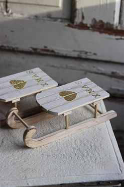 Saneczki XMAS, świąteczna ozdoba / zawieszka, wym.7x24x9cm  