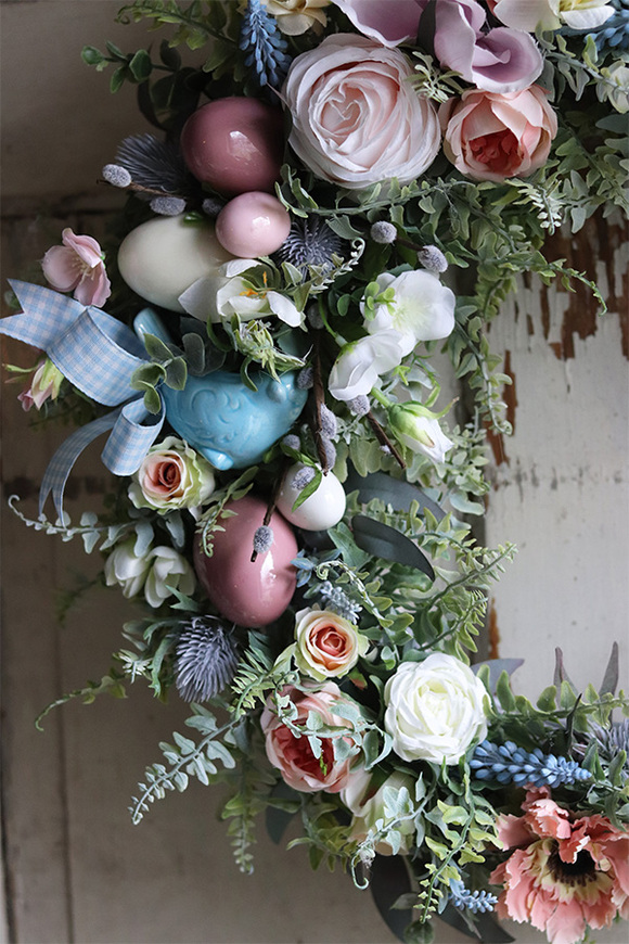 elegancki wianek wielkanocny, Green Canoe Pastels 2, śr.50cm