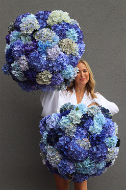 Blue Hydrangea Saute, kompozycja kwiatowa XXL do Twojej donicy, wym.49x57cm