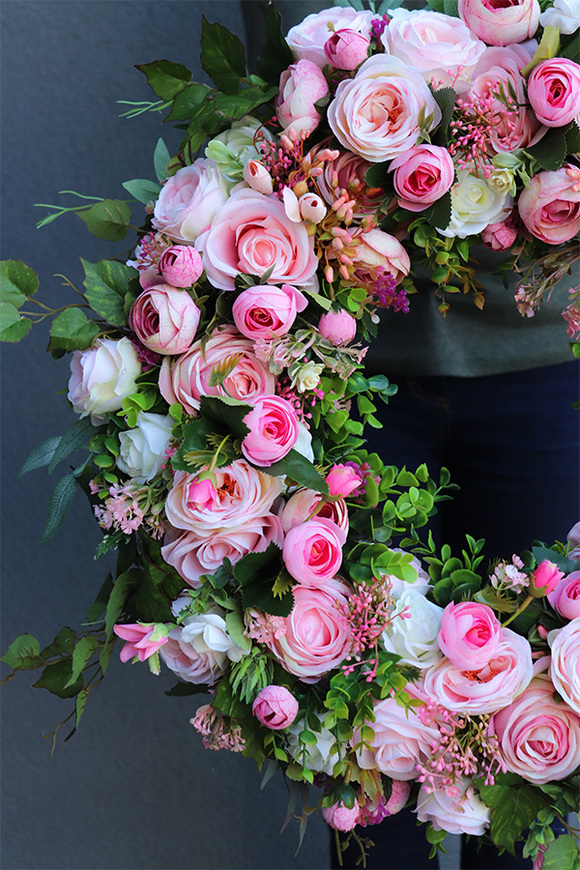 Kassandra Rose, duży wianek z różami, śr.47cm