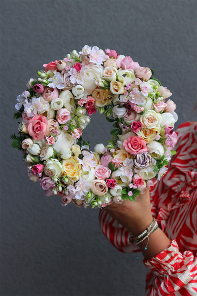 Romantyczny Dom, wysokiej jakości niebieski wianek na drzwi