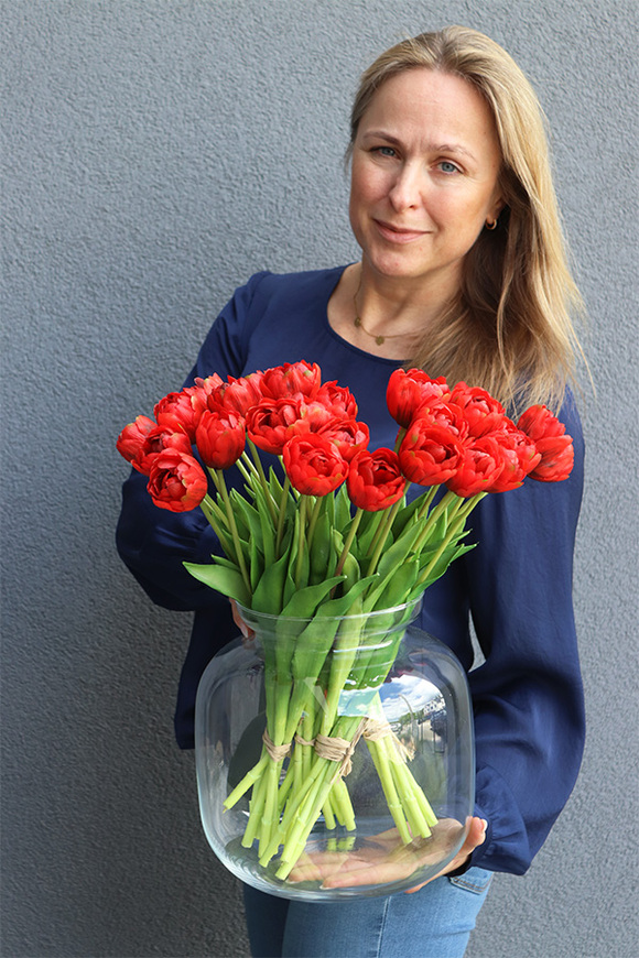 Reddo, czerwone tulipany w wazonie, wys.45cm 