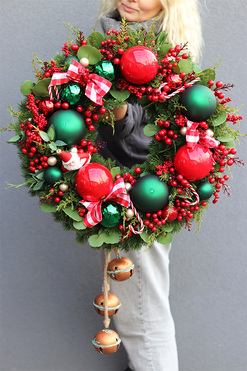 Klasyka Zimowa, świąteczny wianek do powieszenia, śr.60cm