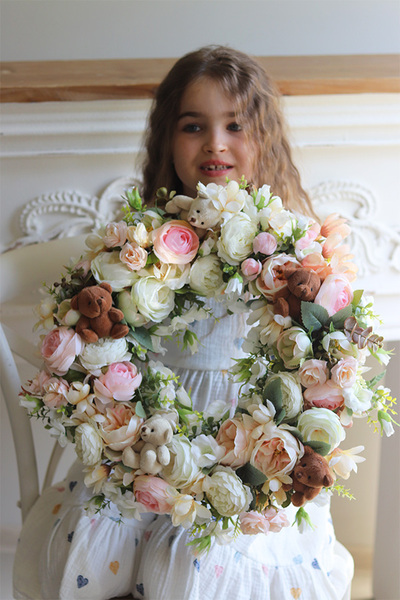 Słodkie Misie Teddy, uroczy wianek na drzwi