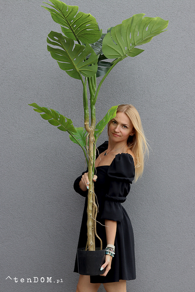 Monstera F, sztuczne drzewko w osłonce donicy
