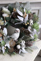 Zimowa Sowa, świąteczny wianek na drzwi