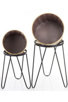 Chartes metalowa osłonka w stojaku kwietnik dwie sztuki