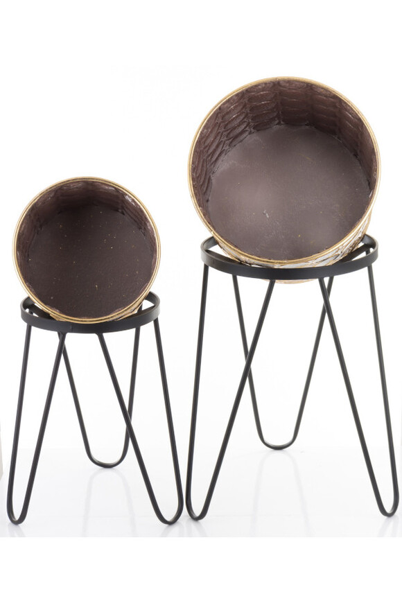 Chartes metalowa osłonka w stojaku kwietnik dwie sztuki