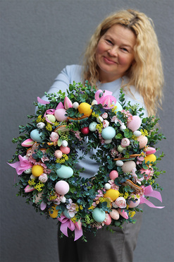 Heste, wielkanocny wianek na drzwi z jajkami, śr.44cm