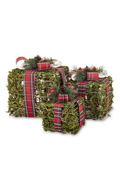 Christmas Gift A, świąteczne prezenty dekoracja LED, kpl.3szt