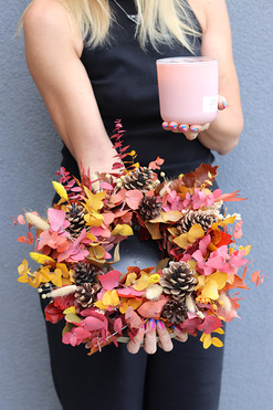 OD RĘKI Boho Greta Candle, dekoracyjny wianek ze stabilizowanych roślin, śr.35cm