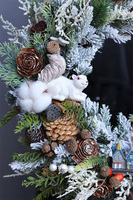 Miasteczko Zimą, gęsty wianek z zimową dekoracją, śr.40cm