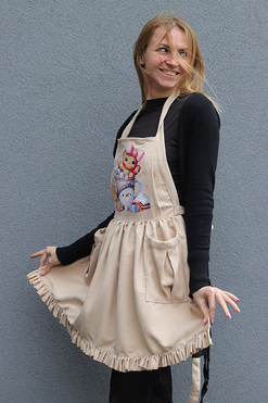 OD RĘKI Christmas Kitchen, świąteczny fartuch kuchenny, beżowy A, dł.72cm