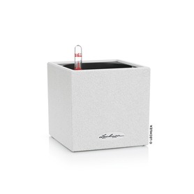 Canto Stone, doniczka z nawadnianiem, biały kwarc, wym.14x14cm