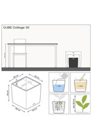 Cube Cottage, doniczka z nawadnianiem, piaskowy, wym.30x30cm