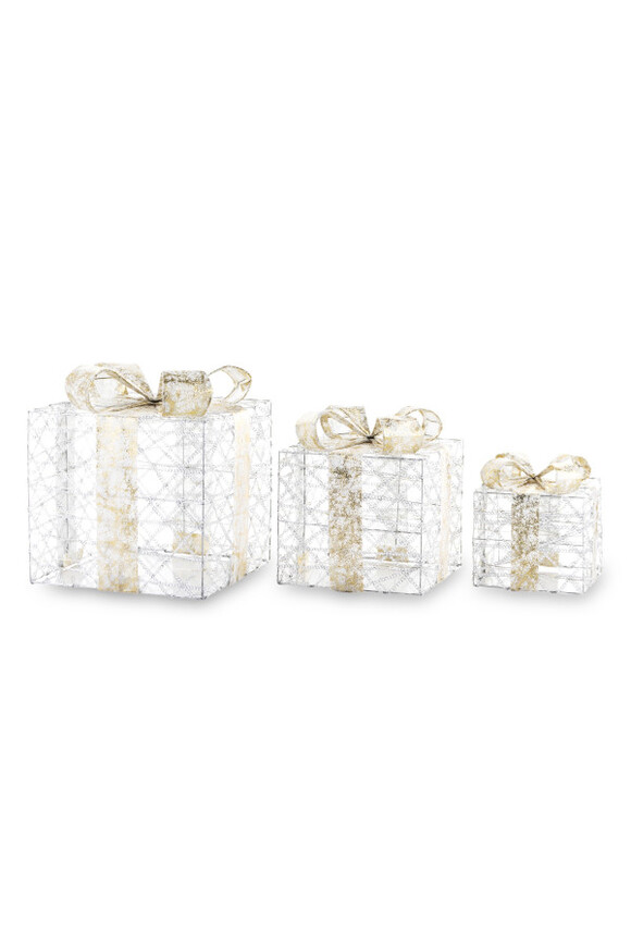 Rattan Gift Gold A, świąteczne prezenty dekoracja LED