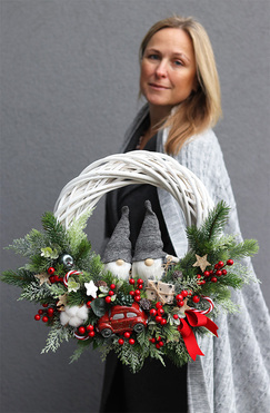 Szare Skrzaty 2, bożonarodzeniowy wianek na drzwi, rozp.49cm 