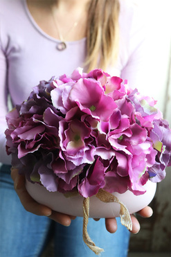 Bellin, różowa kompozycja z kwiatów hortensji, wym.20x20x15cm 