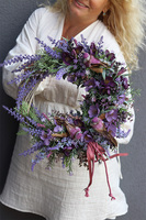 Fioletowe Ptaki, asymetryczny wianek na drzwi