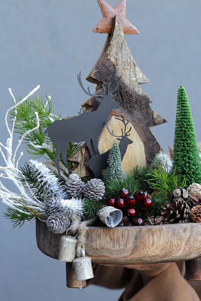 Wintery, świąteczny stroik na stół
