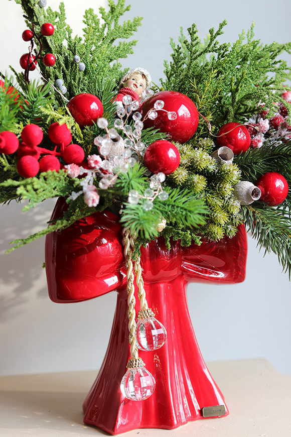 Kokarda Czerwień, świąteczny stroik w kokardzie