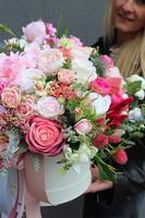 bogaty flowerbox z różami, Elegancya, wym.45cm