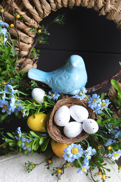 Blue Bird Spring, wiosenny wianek dekoracyjny, rozp.42cm
