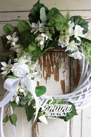 Biellesa, biały wianek komunijny z napisem, śr.32cm