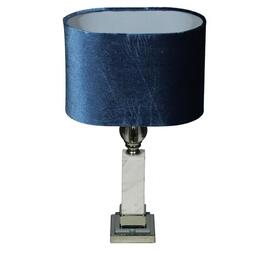 Marble Silver, marmurowa lampa stołowa, abażur granatowy, wys.48cm