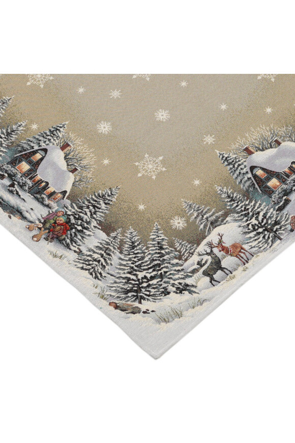 Zimowa Chatka, świąteczny obrus gobelinowy