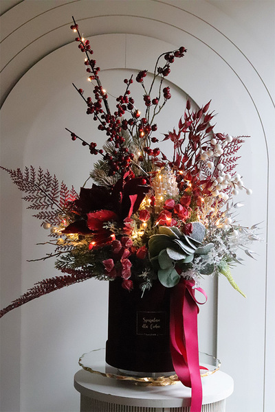 Bordo Xmas, flowerbox świąteczny LED