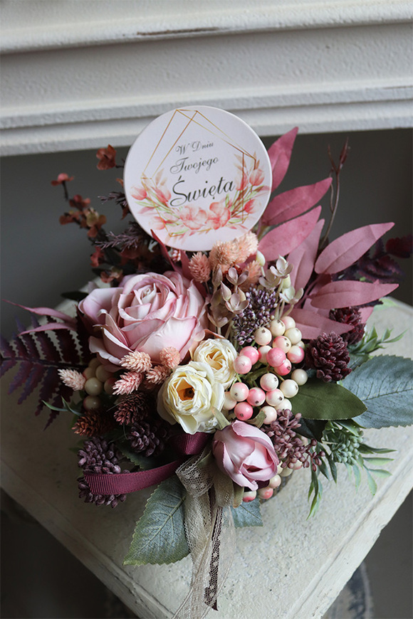 Lubina, różowa kompozycja kwiatowa