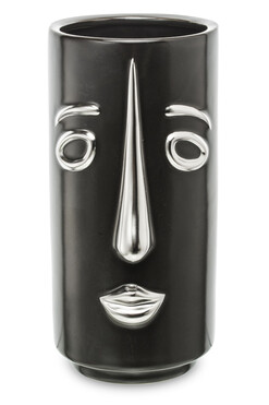 Personal Glamour, ceramiczny wazon z twarzą, czarny A, wys.25cm