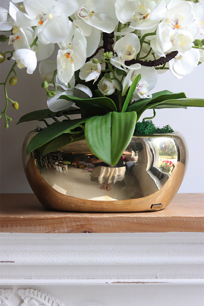 Nature&Gold, sztuczny storczyk w złotej donicy glamour