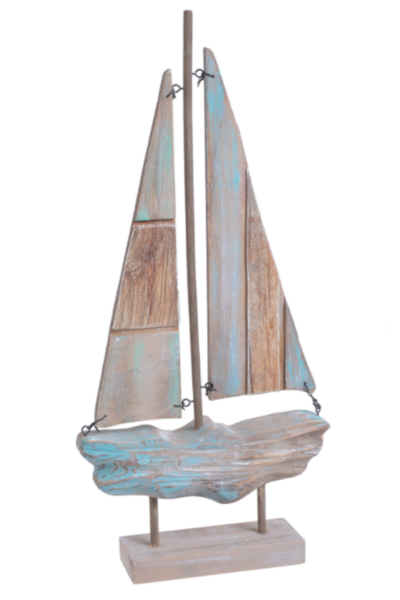figurka żaglówka Morze Śródziemne, figurka drewniana, wys.43cm