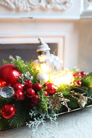 Winter Bird, świąteczny stroik LED na tacce