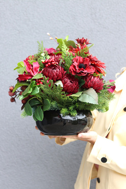 Bordo Katerra Extra, zestaw dekoracji nagrobnych, kompozycja & bukiet