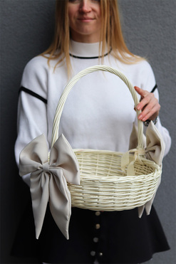 Beige Kokarde, dwustronnie dekorowany koszyczek wielkanocny, wys.32cm