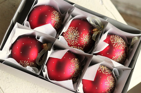 Fireworks, błyszczące świąteczne bombki, śr.8cm, kpl.6szt