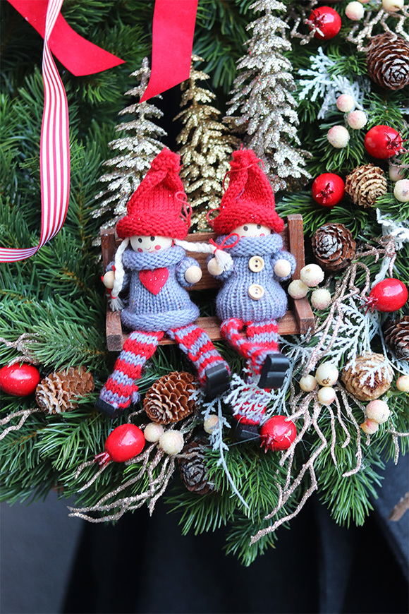 Skrzaty na Huśtawace, wysokiej jakości bożonarodzeniowy wianek, śr.45cm