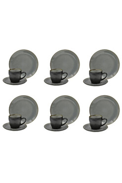 Bonita Grey, komplet kawowy dla 6 osób, 18 elementów 