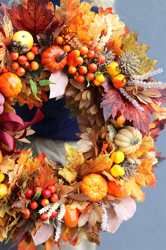 Bravissimo, jesienny wianek z pięknymi dodatkai, śr.54cm