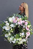 duży wieniec nagrobny z orchideą, Ydeal, śr.66cm