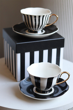 OD RĘKI Coco, filiżanka w prezentowym pudełku, czarne A, kpl.2szt, poj.220ml